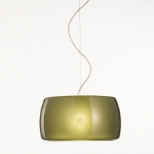 Moderne Pendelleuchte mit olivgrünem Glasschirm