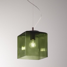 Moderne Pendelleuchte mit olivgrünem Glasschirm