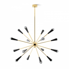 Sputnik-Leuchter mit Schirmen in Schwarz