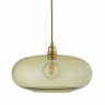 Vintage-Lampe mit olivgrünem Glas an Gold-Aufhängung,...
