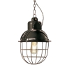 Keramik-Lampe mit Gitter-Schirm in schwarzer Vintage-Glasur