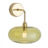 Wandlampe mit Glas Olive und Gold-Halterung