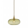 Vintage-Lampe mit olivgrünem Glas an Gold-Aufhängung
