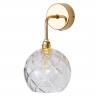 Wandlampe mit Glaskugel mit groem Muster und Gold-Halterung