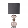 Achatglas-Tischlampe mit Silbersockel, bestückt mit flachem Schirm in der Farbe Anthrazit