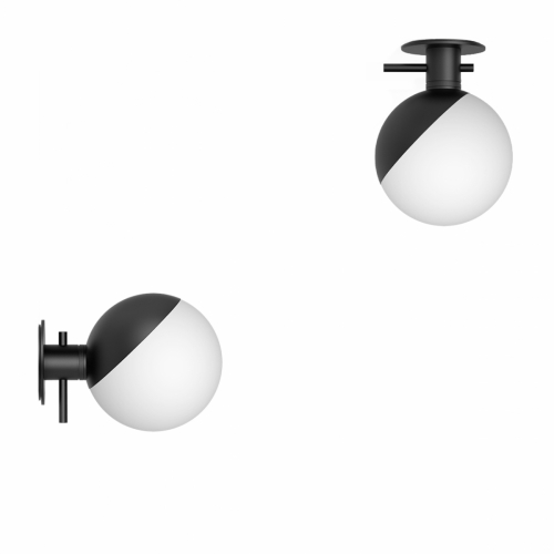 Deckenlampe oder Wandlampe in Schwarz mit weiem Schirm