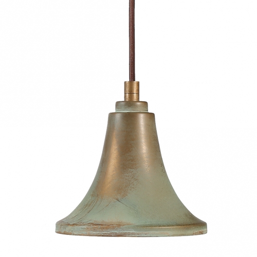Messing-Hngelampe in Messing antik Grnspan, Durchmesser 14cm