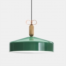 Design-Hngelampe mit Schirm in Grn und Schleife in Messing