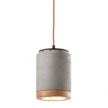 Design-Hngelampe in Beton-Optik mit Holzrand