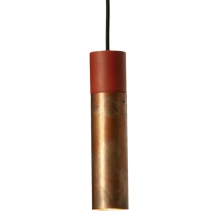 Groes Modell der Hngelampe in Kupfer geflammt, Keramik ziegelfarben