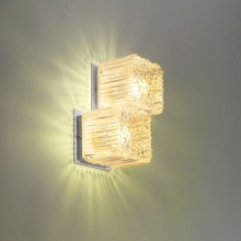 Zweiflammige Wandleuchte in transparentem Amber-Glas