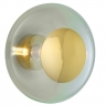 Dnische Deckenlampe mit Glas Forest Green und Gold-Halterung, groes Modell, beleuchtet