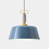 Design-Hngelampe mit Schirm in Himmelblau und Schleife in Messing