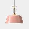 Design-Hngelampe mit Schirm in Hellrosa und Schleife in Messing