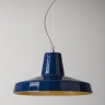 Groes Modell der Hngelampe in Marineblau und Mango-Gelb