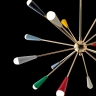 Sechszehnflammiger Sputnik-Leuchter mit bunten Schirmen